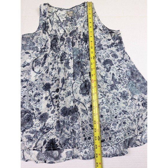 Converse One Star Women's XS Loose Fit Blue Floral Sheer Sleeveless Pleated Top - Picture 7 of 11